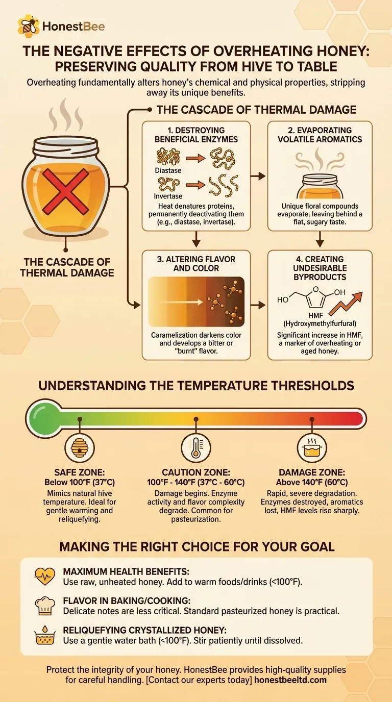 What are the negative effects of overheating honey? Preserve Your Honey's Natural Quality Visual Guide