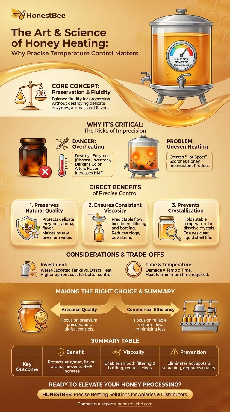 How does precise temperature control in honey heating tanks benefit honey processing? Unlock Premium Quality & Efficiency Visual Guide