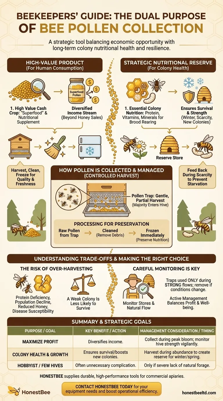 Qual è lo scopo della raccolta del polline d'api per gli apicoltori? Una doppia strategia per profitto e salute dell'alveare Guida Visiva