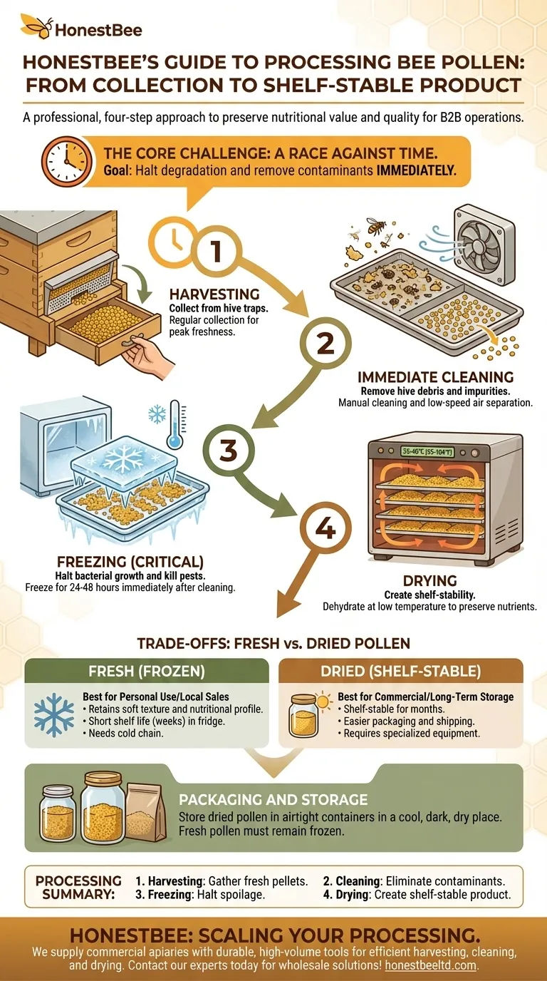 Какие этапы включает обработка пчелиной пыльцы после сбора? Руководство по сохранению качества и ценности Визуальное руководство
