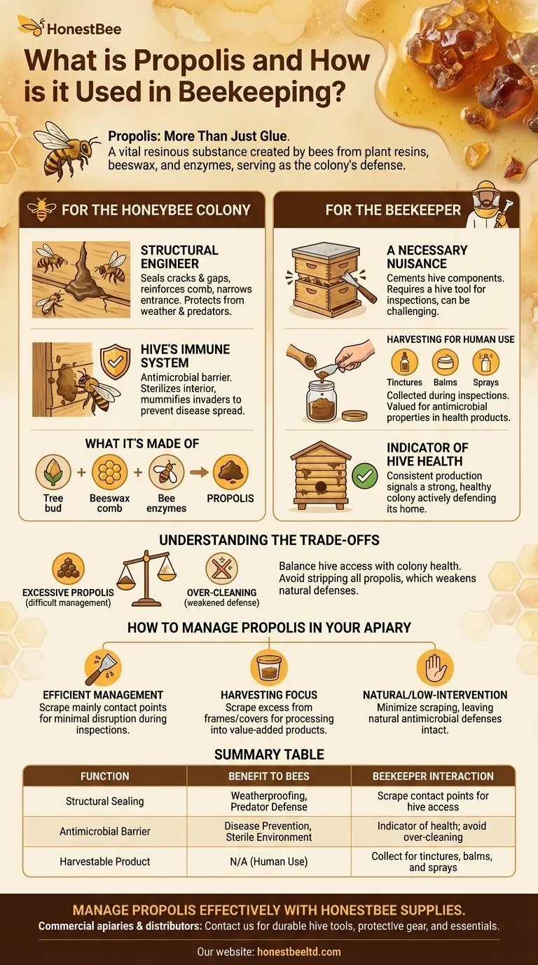 ما هو البروبوليس وكيف يستخدم في تربية النحل؟ دليل للدفاع الطبيعي للخلية دليل مرئي