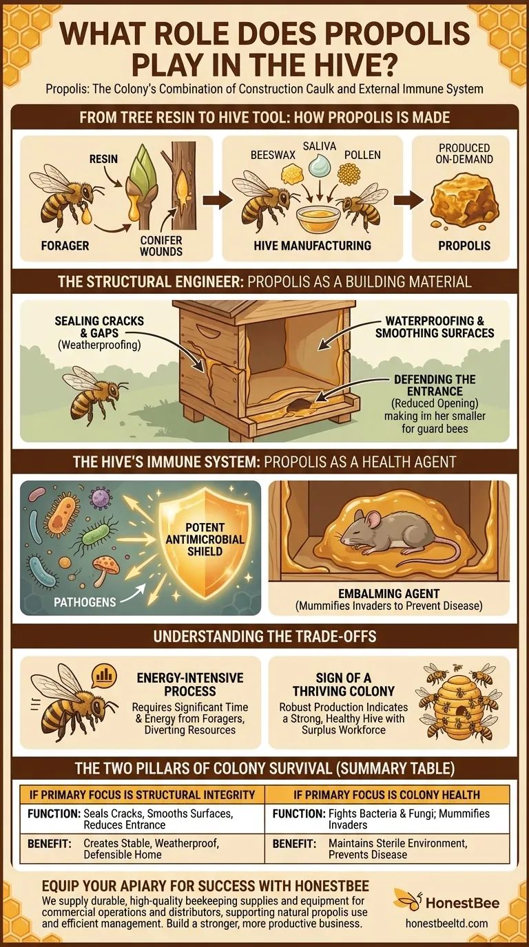 What role does propolis play in the hive? The Dual-Purpose Secret to Beehive Health Visual Guide