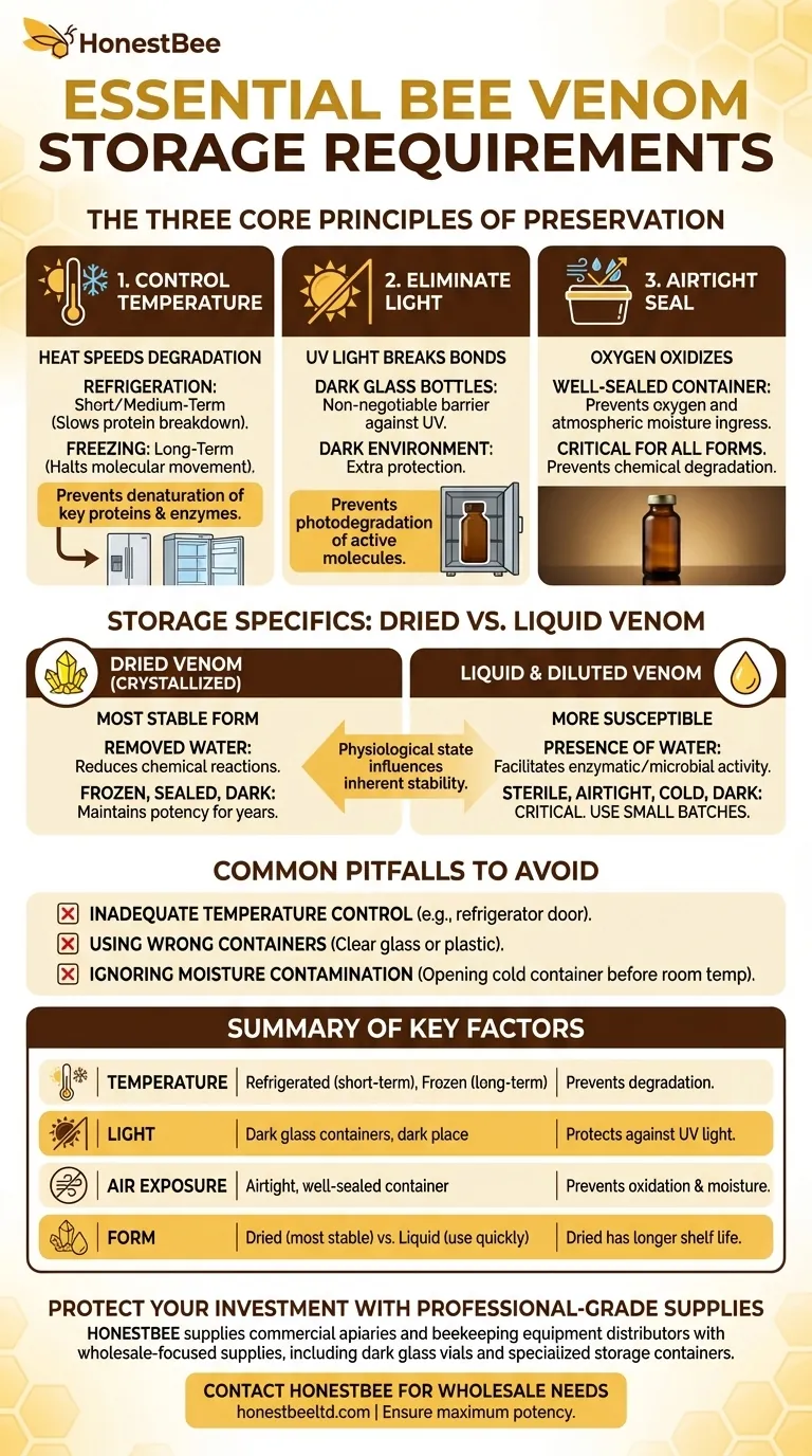 What are the storage requirements for bee venom? Ensure Long-Term Potency and Stability Visual Guide