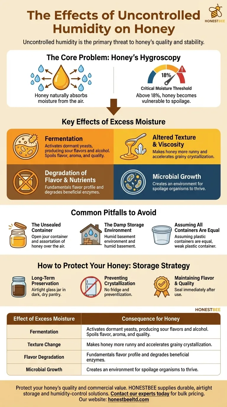 What are the effects of uncontrolled humidity on honey? Prevent Fermentation & Spoilage Visual Guide