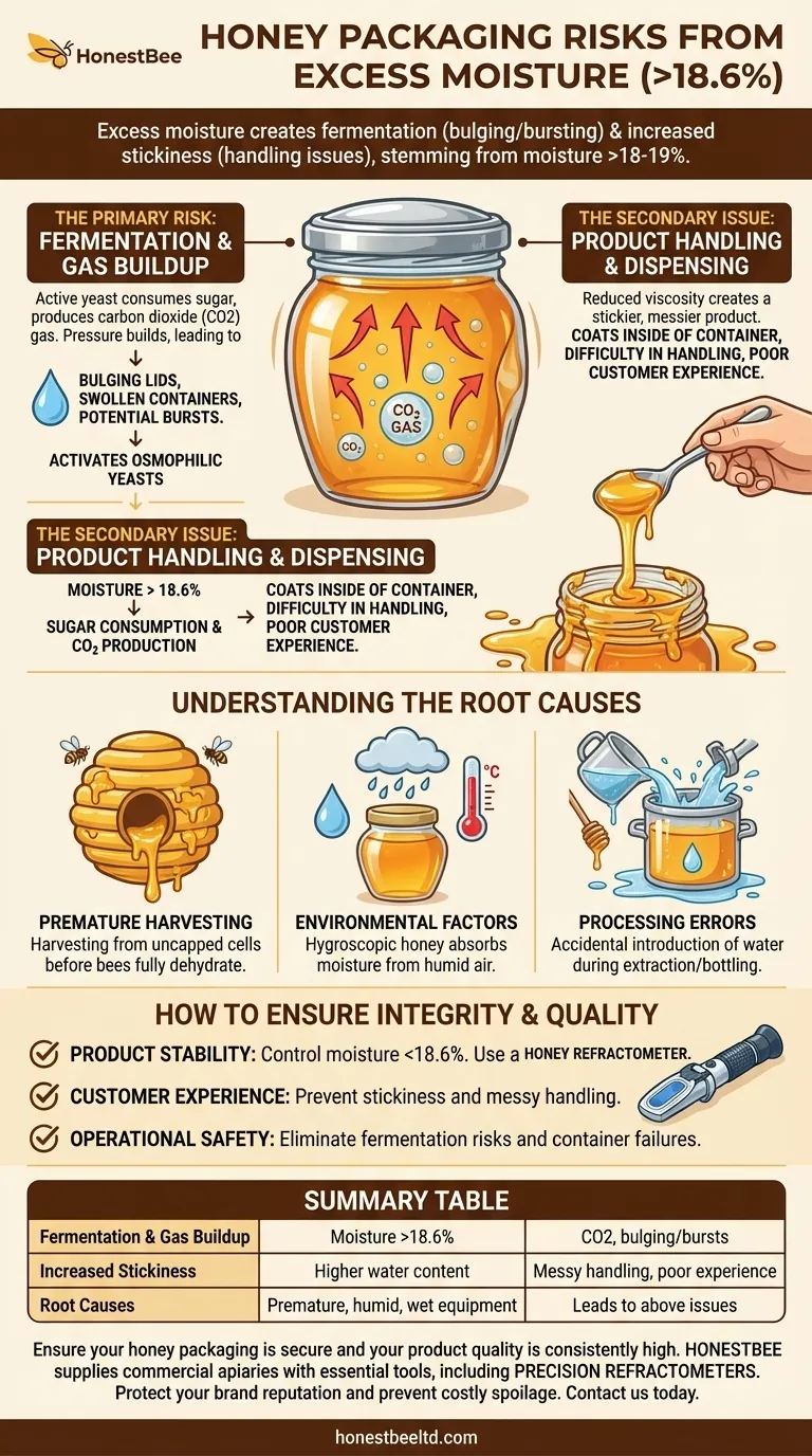 What packaging issues can arise from excess moisture in honey? Prevent Container Failure & Spoilage Visual Guide