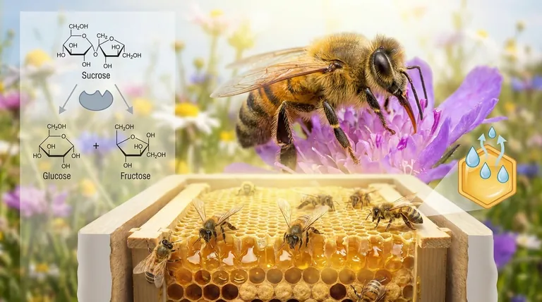 What are the two main steps in the honey production process by bees? Chemical and Physical Transformations