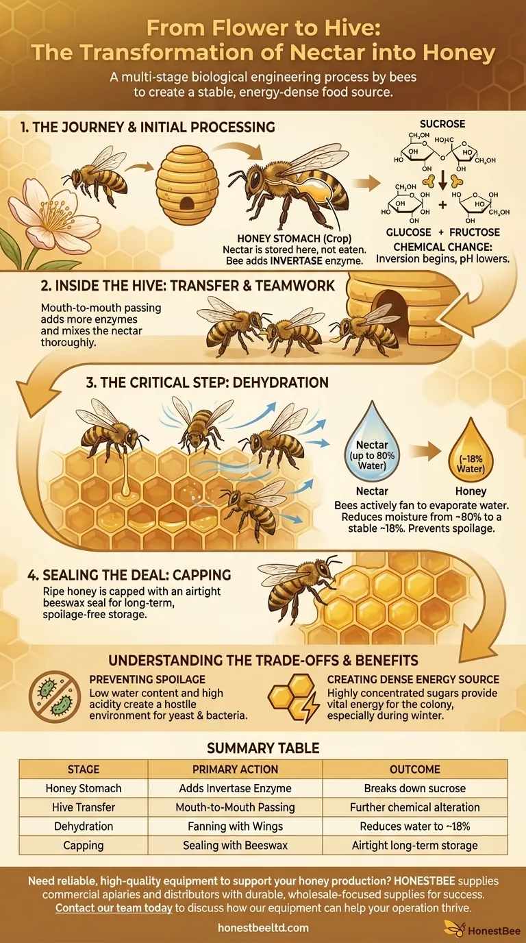 What happens to the nectar after bees extract it? The Bee's Intricate Honey-Making Process Visual Guide