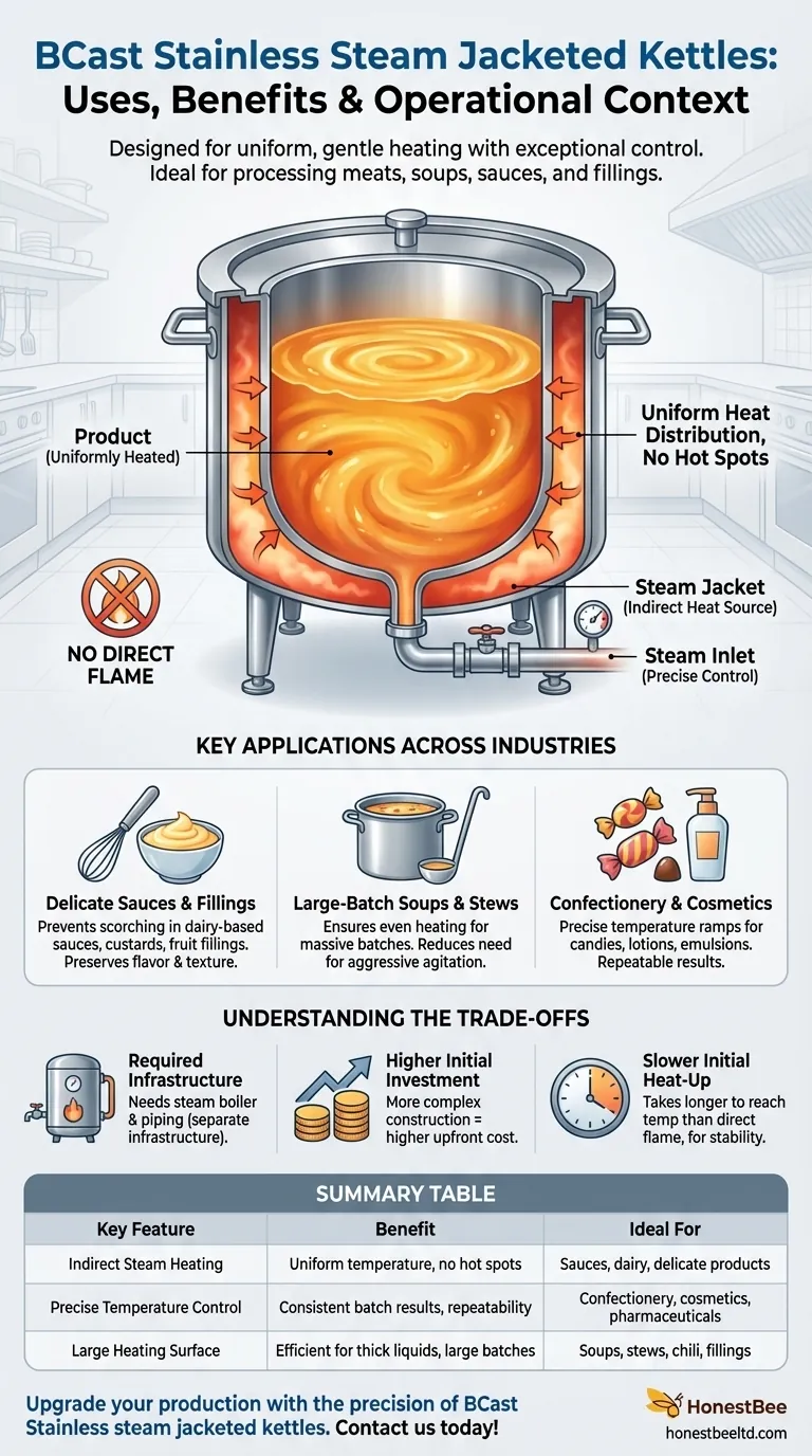 What are the uses of BCast Stainless’ steam jacketed kettles? Achieve Superior Cooking Control & Consistency Visual Guide