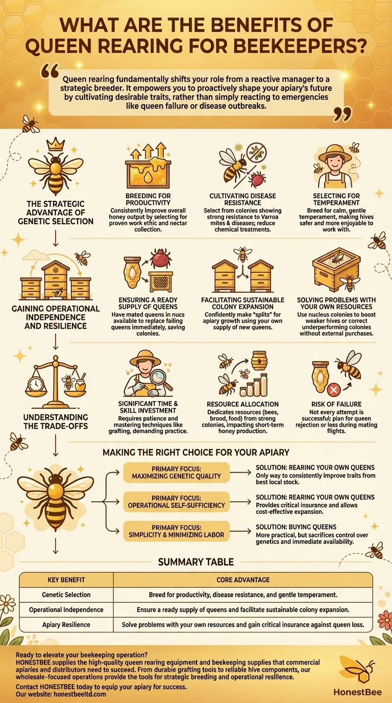 What are the benefits of queen rearing for beekeepers? Gain Total Control Over Your Apiary's Genetics Visual Guide