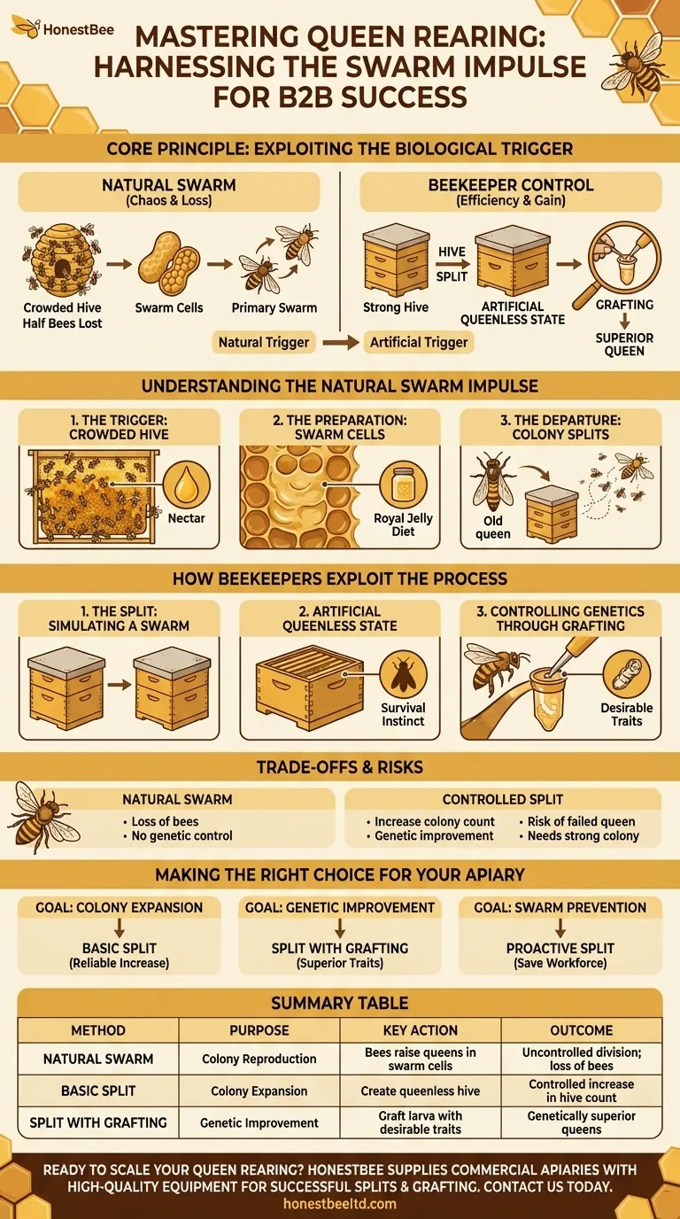 What role does the natural swarming process play in queen rearing? Harness the Swarm Instinct for Better Queens Visual Guide