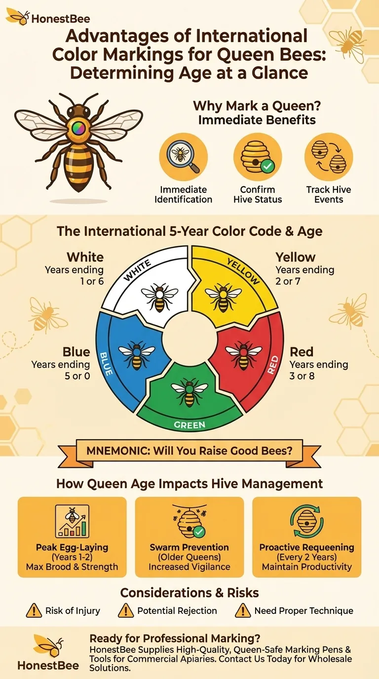 What are the advantages of using different coloured markings for queens? Instantly Identify Queen Age & Boost Hive Management Visual Guide