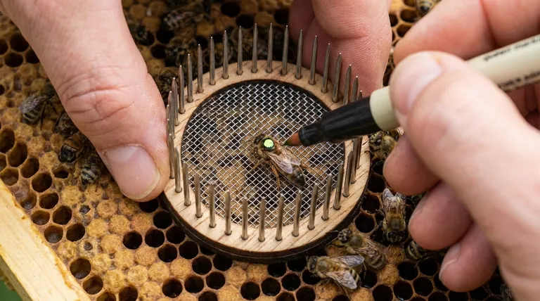 How does a press-in cage work for marking a queen bee? A Safer, Simpler Method for Beekeepers