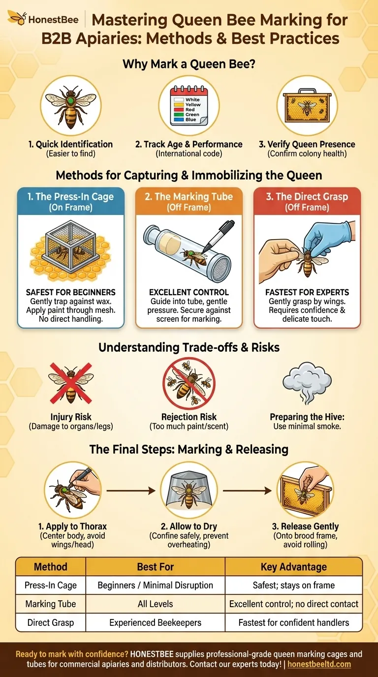 كيف يمكن التقاط ملكة النحل من الإطار لوضع العلامات؟ إتقان تقنيات التعامل الآمن دليل مرئي