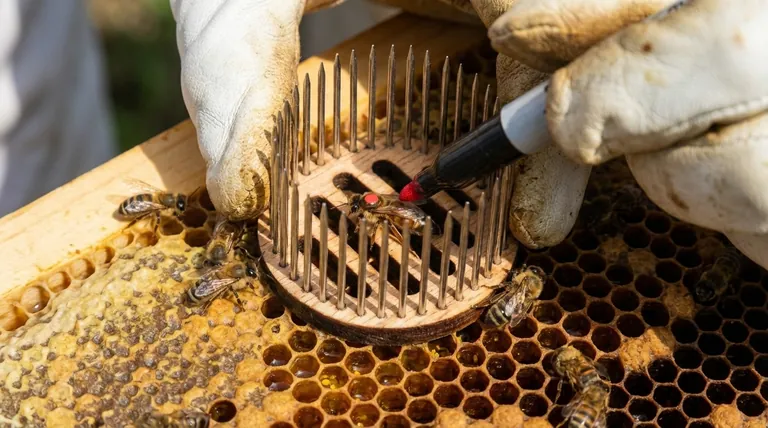 Was ist ein Vorteil der Verwendung eines Aufdrückkäfigs zur Königinnenmarkierung? Stress minimieren und Bienengesundheit gewährleisten
