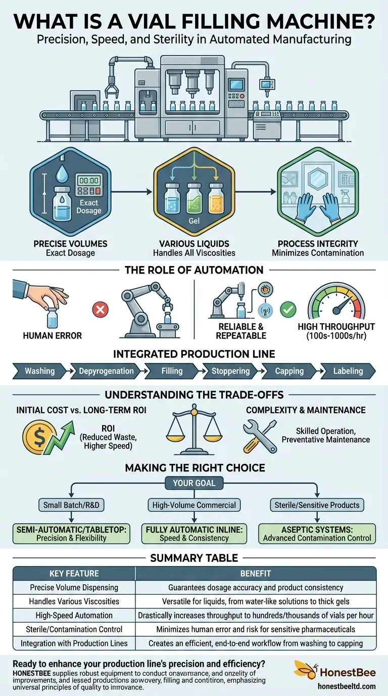 What is a vial filling machine? Achieve Precision, Speed, and Sterility in Pharmaceutical Production Visual Guide