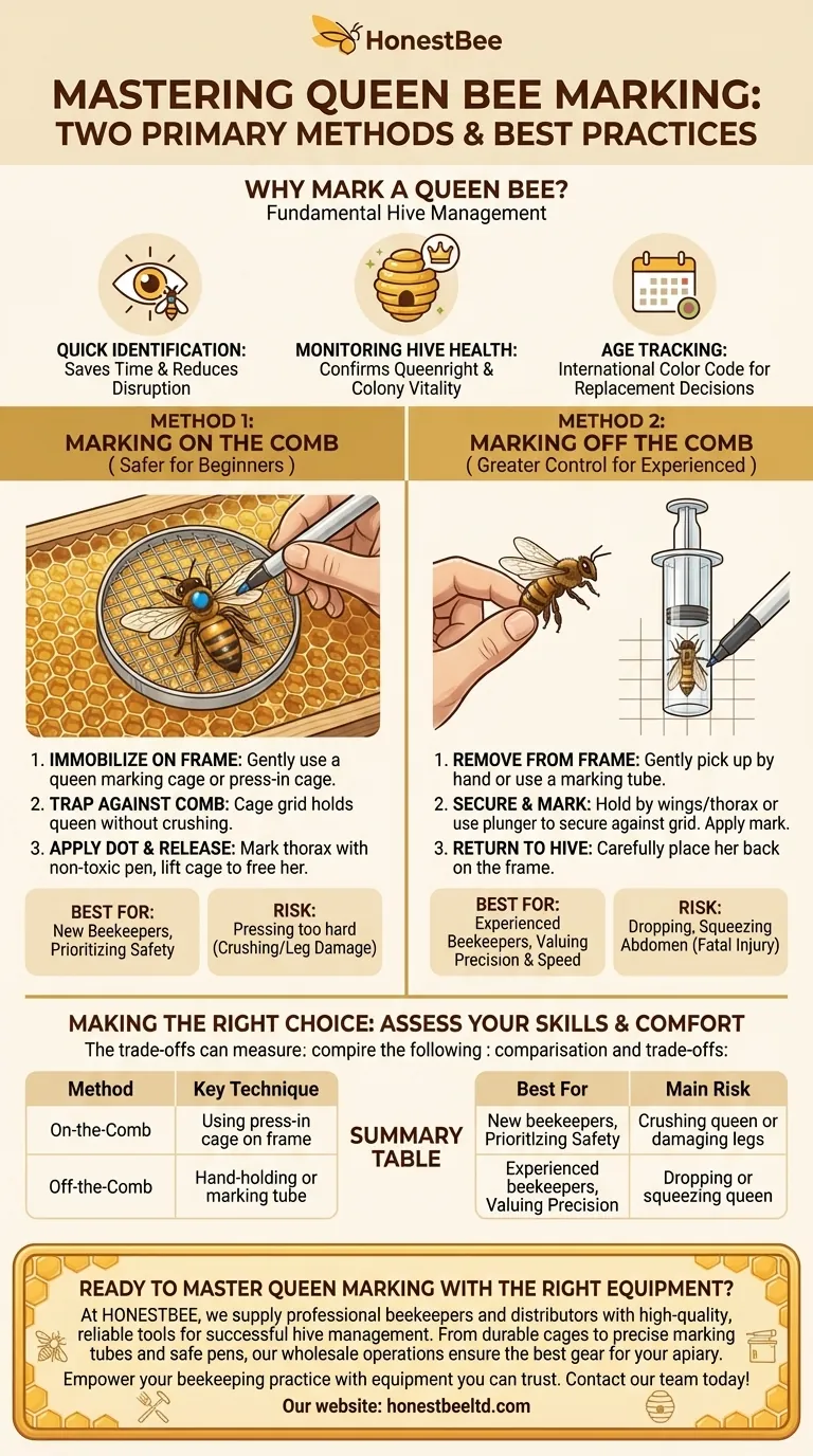 Quali sono i due metodi principali per marcare un'ape regina? Una guida per gli apicoltori Guida Visiva