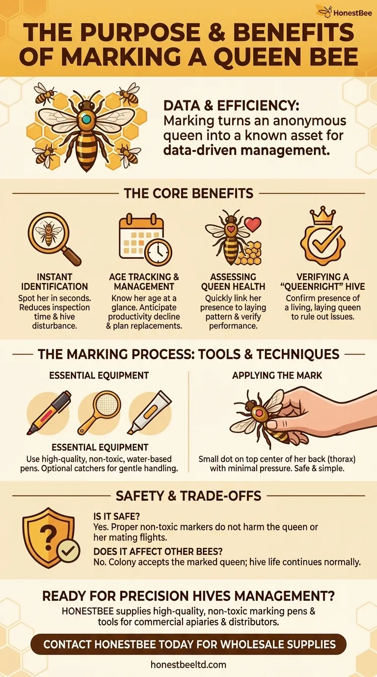 What is the purpose of marking a Queen bee? Boost Hive Management with Instant Identification Visual Guide