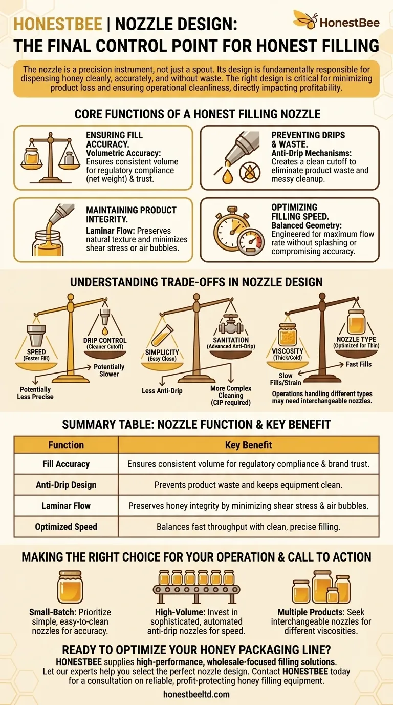 What role does the nozzle design play in honey filling machines? Maximize Accuracy & Minimize Waste Visual Guide