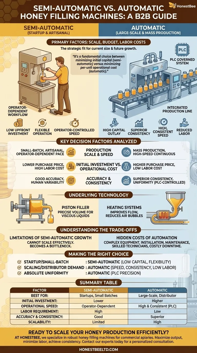 What factors should be considered when choosing between semi-automatic and automatic honey filling machines? Optimize Your Honey Production Line Visual Guide
