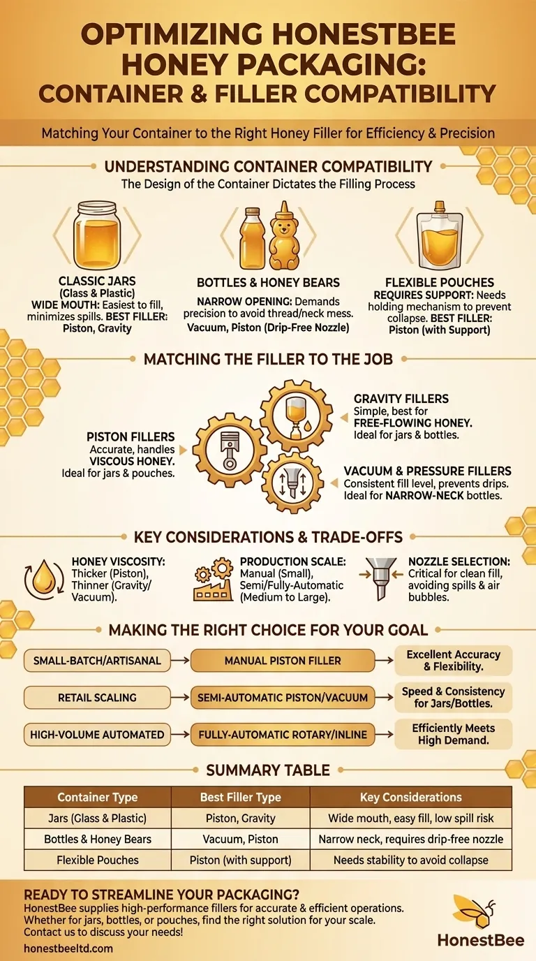 What types of containers can be filled using a honey filler? Optimize Your Packaging for Any Container Visual Guide