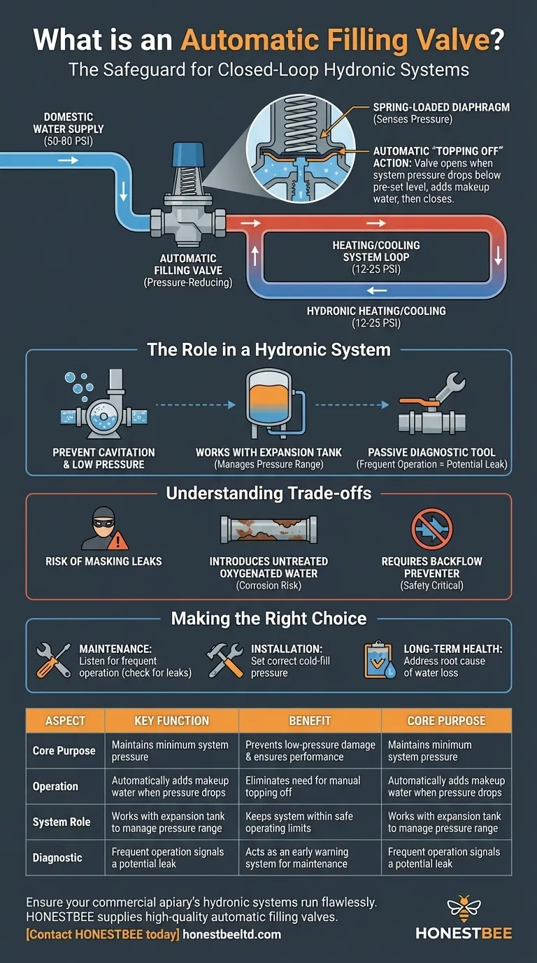¿Qué es una válvula de llenado automático? El componente esencial para la salud del sistema hidrónico Guía Visual