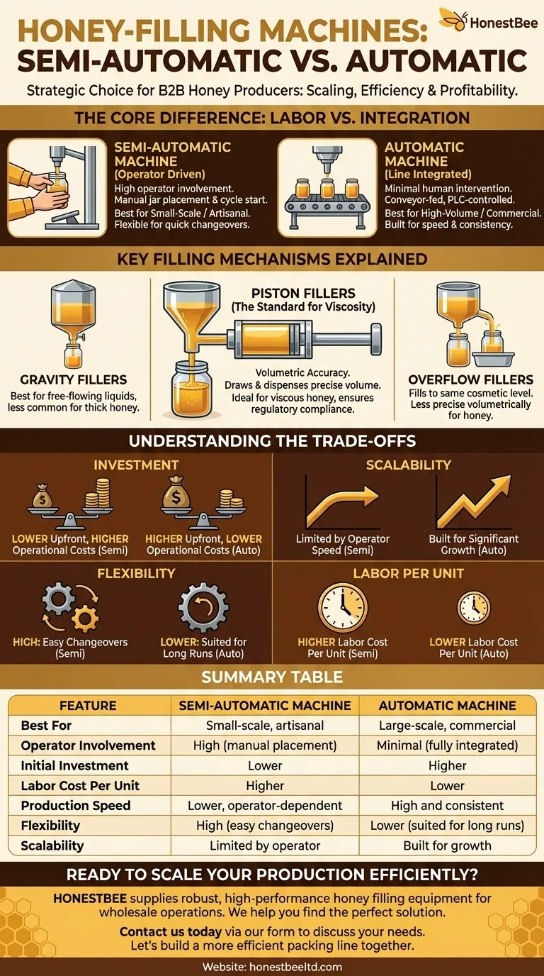 Are honey-filling machines available in both semi-automatic and automatic types? Choose the Right Fit for Your Apiary Visual Guide