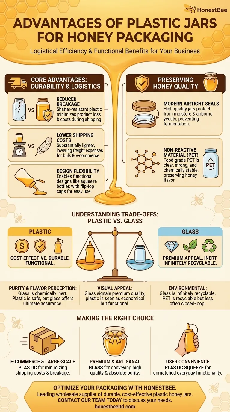 What are the advantages of plastic jars for honey packaging? Boost Durability & Cut Shipping Costs Visual Guide