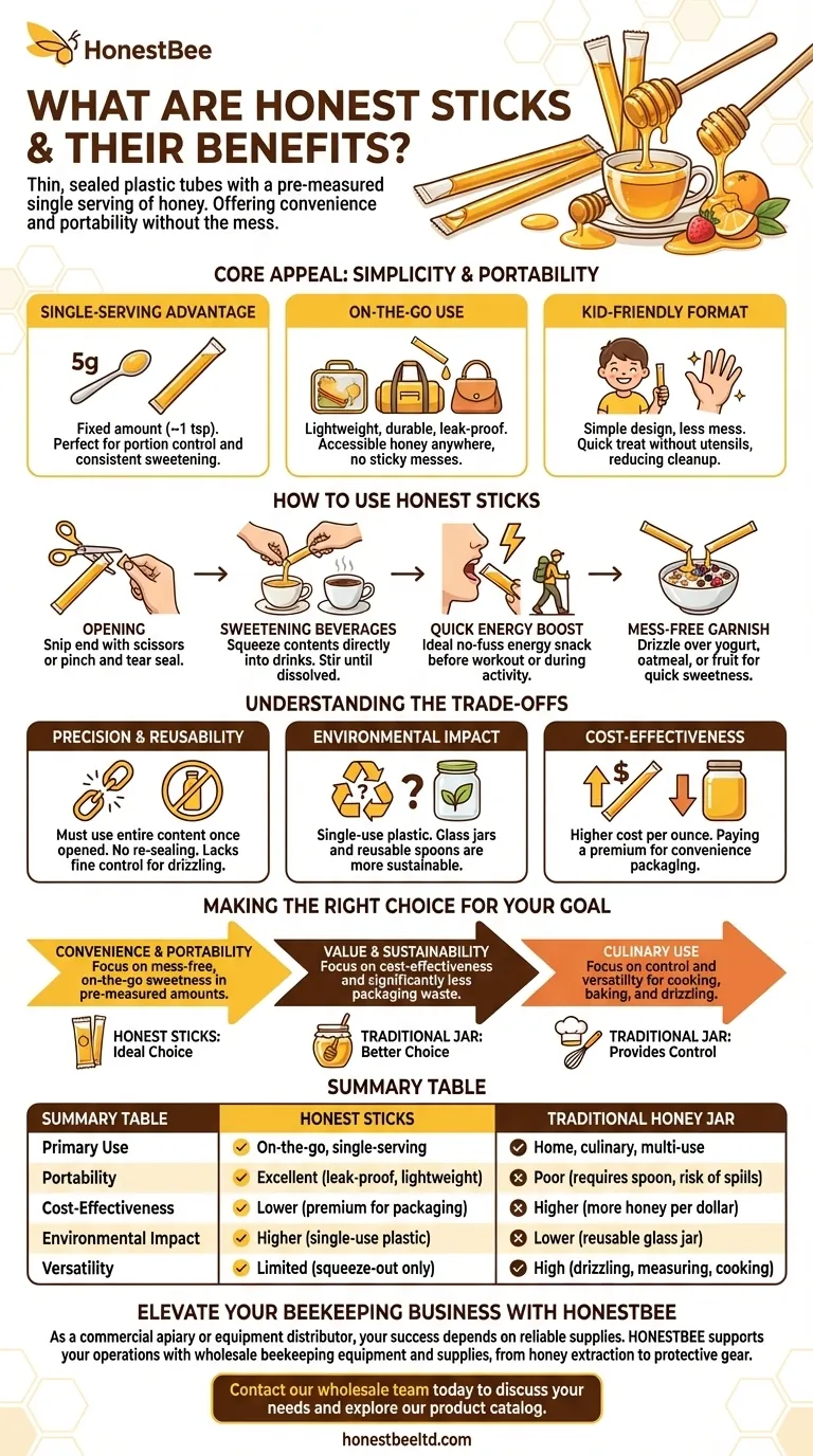 What are honey sticks and their benefits? Unpacking On-the-Go Honey Convenience Visual Guide