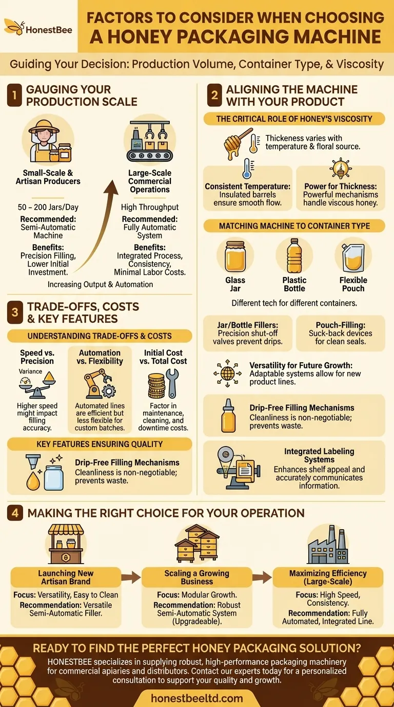 What factors should be considered when choosing a honey packaging machine? Optimize Your Production Line Visual Guide