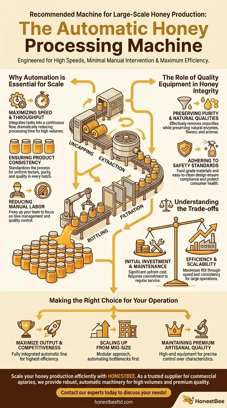 What type of machine is recommended for large-scale honey production? Boost Efficiency with Automation Visual Guide