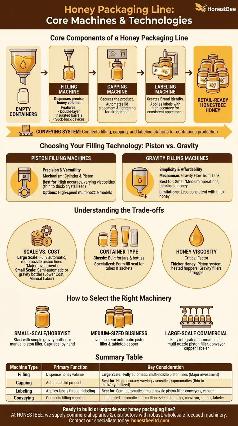 What types of machines are used for honey packaging? Build an Efficient Line for Your Scale Visual Guide