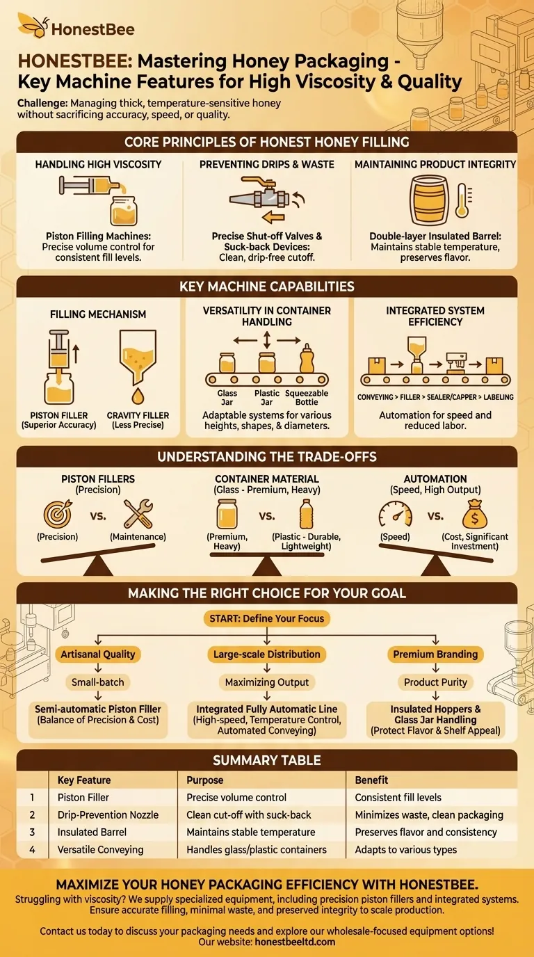 What features make jar or bottle packing machines suitable for honey packaging? Optimize for Viscosity and Purity Visual Guide