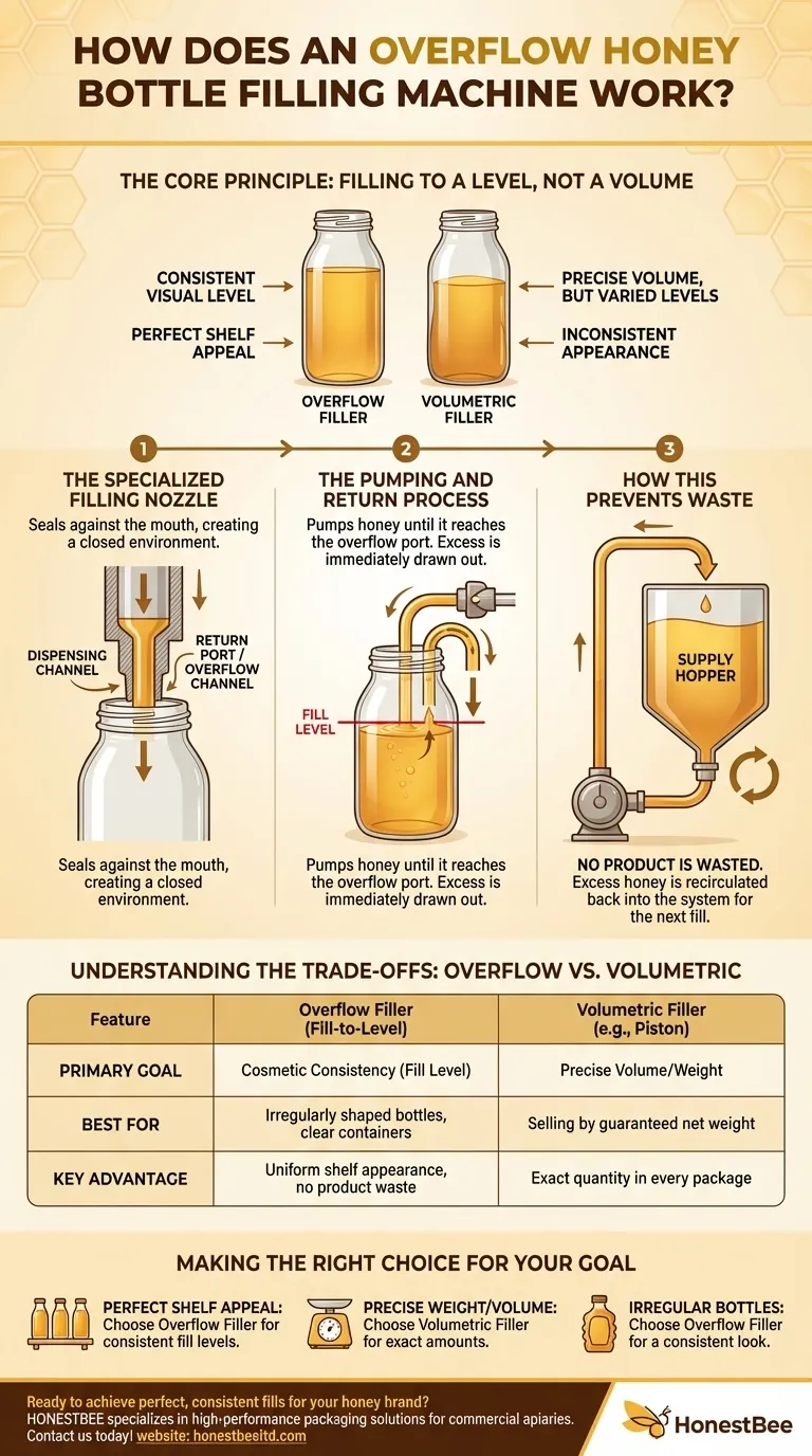 How does an overflow honey bottle filling machine work? Achieve Perfect Shelf Appeal for Your Brand Visual Guide