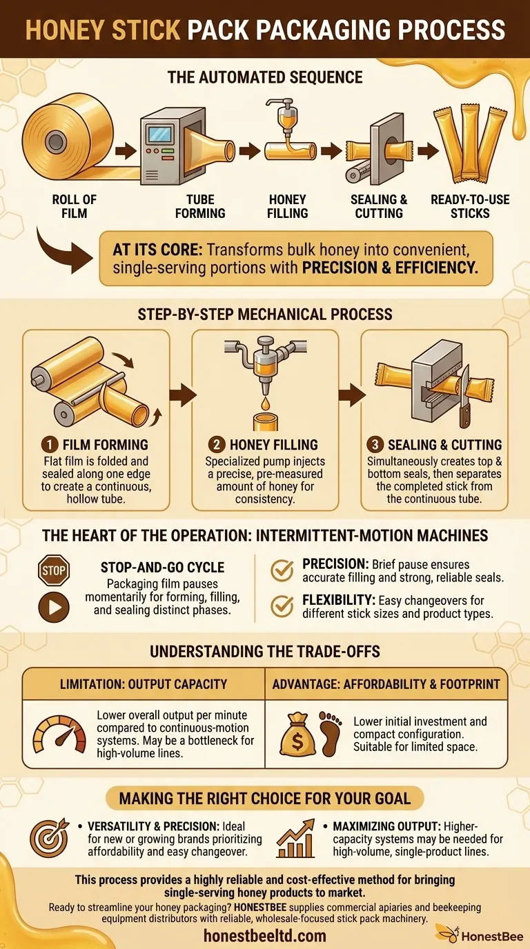 What is the process of stick pack packaging for honey? A Guide to Efficient Single-Serve Production Visual Guide