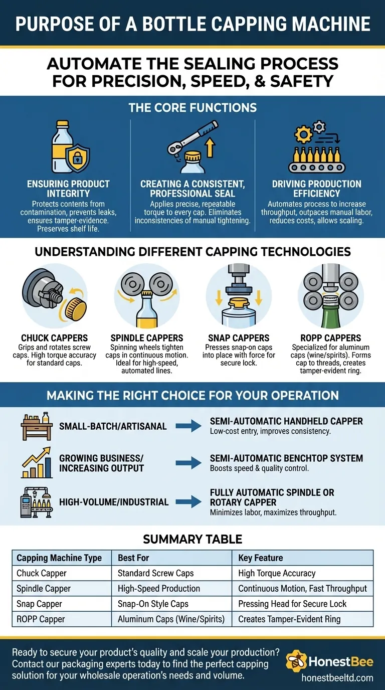 What is the purpose of a bottle capping machine? Boost Efficiency and Ensure Product Integrity Visual Guide