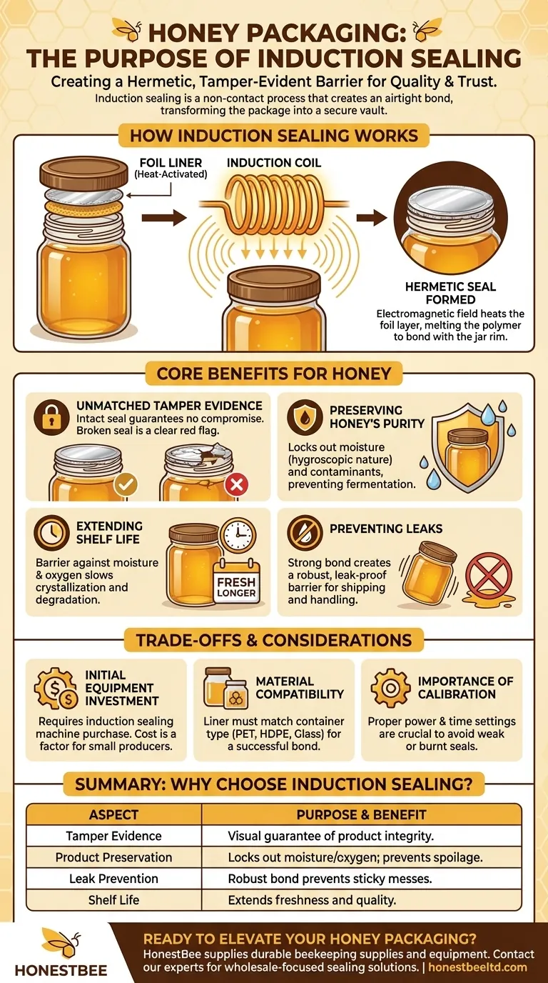 What is the purpose of induction sealing in honey packaging? Ensure Quality & Build Consumer Trust Visual Guide
