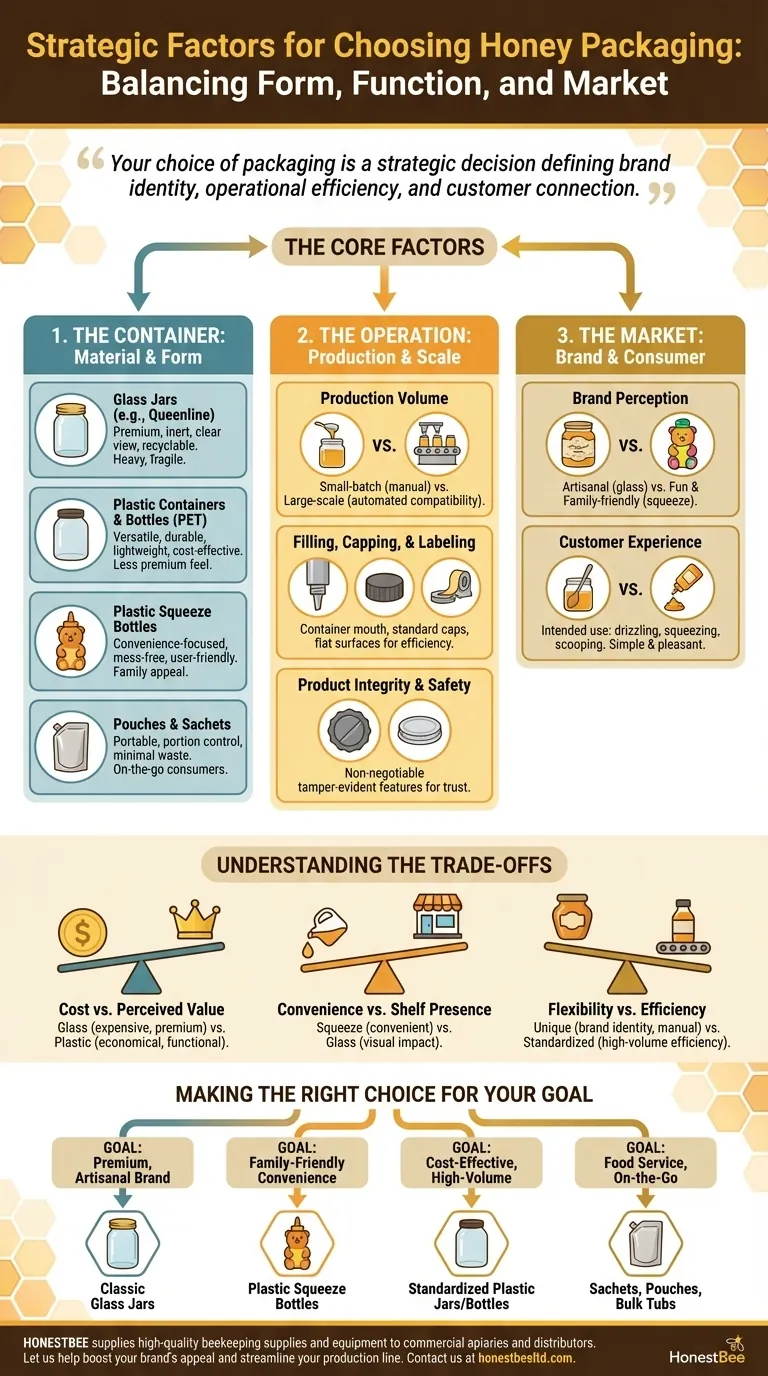What factors should be considered when choosing honey packaging? Optimize for Brand, Operations & Market Visual Guide