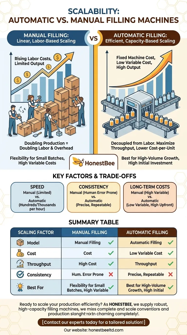 How does scalability differ between automatic and manual filling machines? Scale Your Production Efficiently Visual Guide