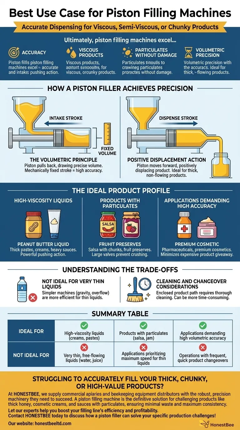 What is the best use case for piston filling machines? Master Viscous & Chunky Product Filling Visual Guide