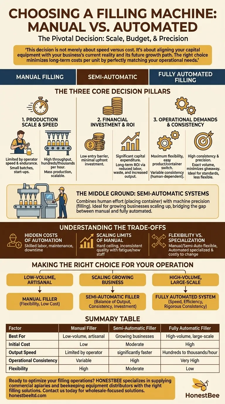 What factors should be considered when choosing between automated and manual filling machines? Optimize Your Production Line Visual Guide