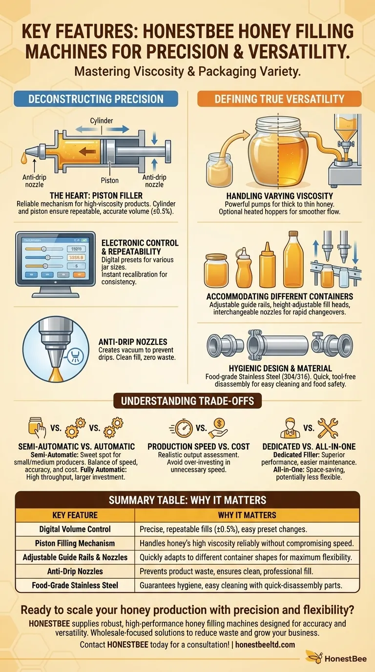 What are the key features to look for in a honey filling machine? Precision & Versatility for Your Apiary Visual Guide