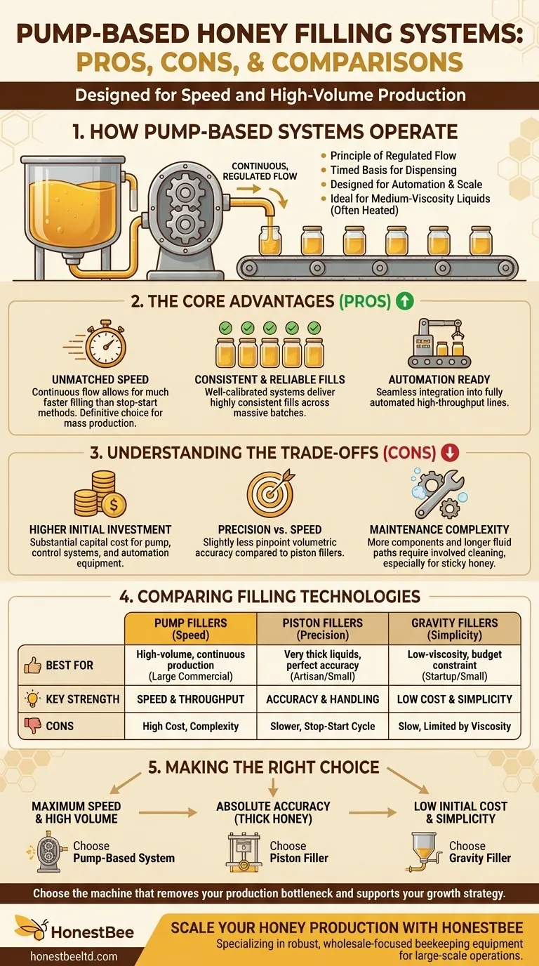 What are the pros and cons of pump-based systems in honey filling machines? Speed vs. Cost for High-Volume Production Visual Guide