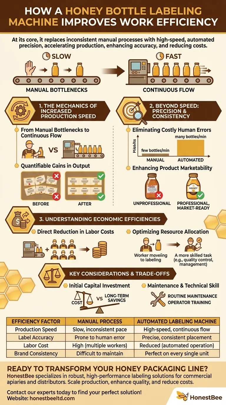 How does a honey bottle labeling machine improve work efficiency? Boost Speed, Accuracy & Profits Visual Guide
