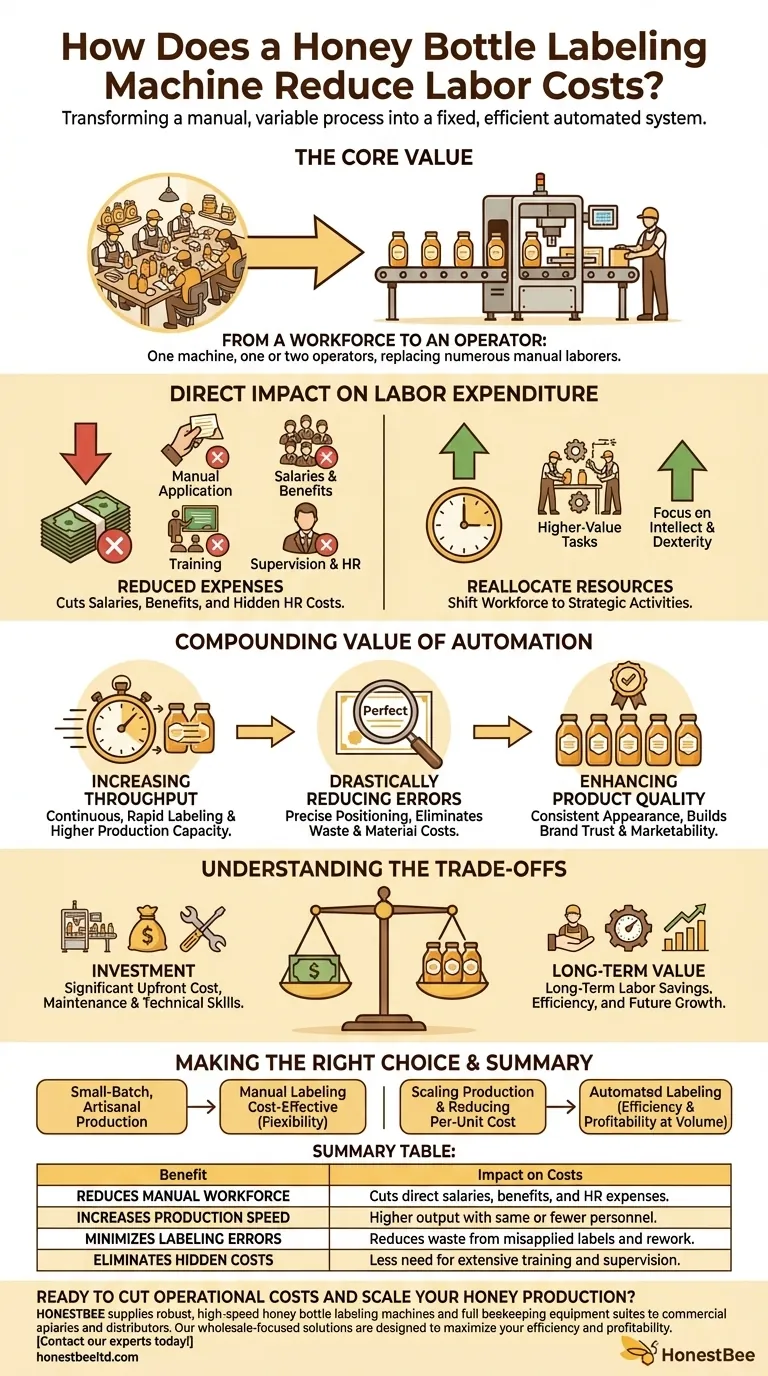 How does a honey bottle labeling machine reduce labor costs? Automate for Efficiency & Growth Visual Guide