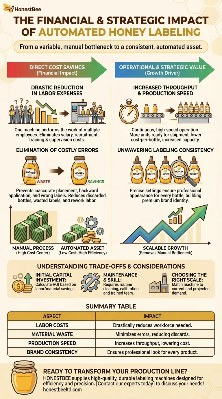 蜂蜜瓶贴标机对生产成本有何影响？降低人工和浪费，提高利润 图解指南