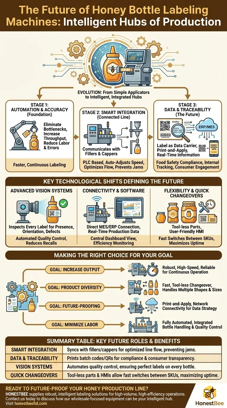 What role is expected for honey bottle labeling machines in future production? Intelligent Hubs for Efficiency & Brand Trust Visual Guide