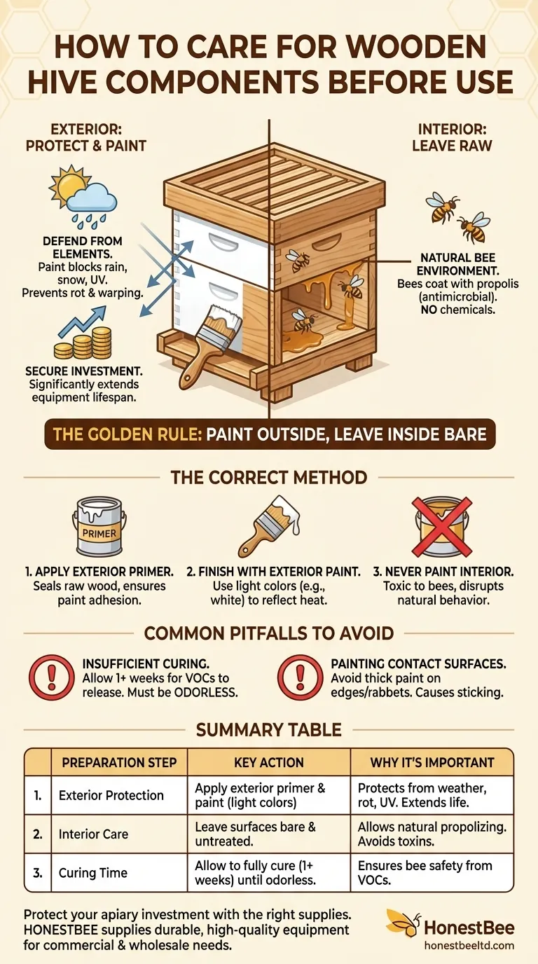 How should wooden hive components be cared for before use? Essential Steps for Longevity & Bee Health Visual Guide