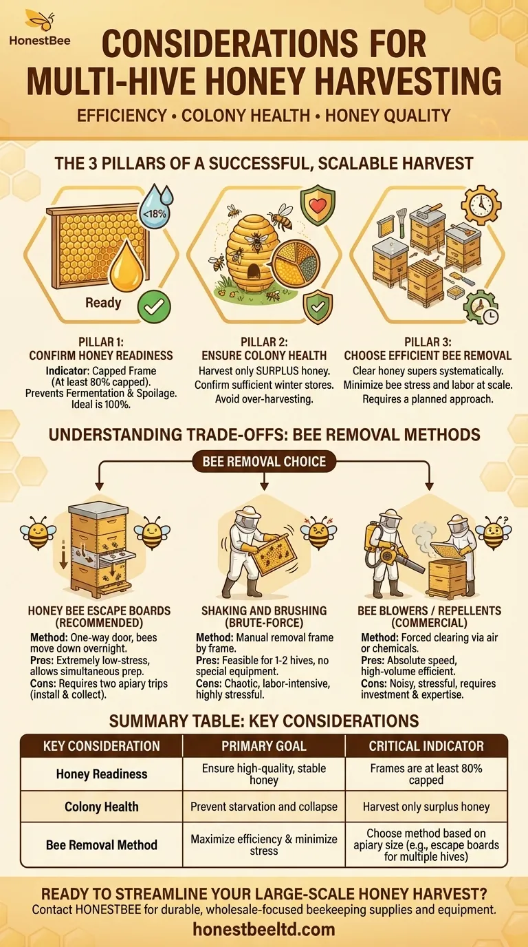 What should be considered when harvesting honey from multiple hives? Scale Your Harvest Efficiently Visual Guide
