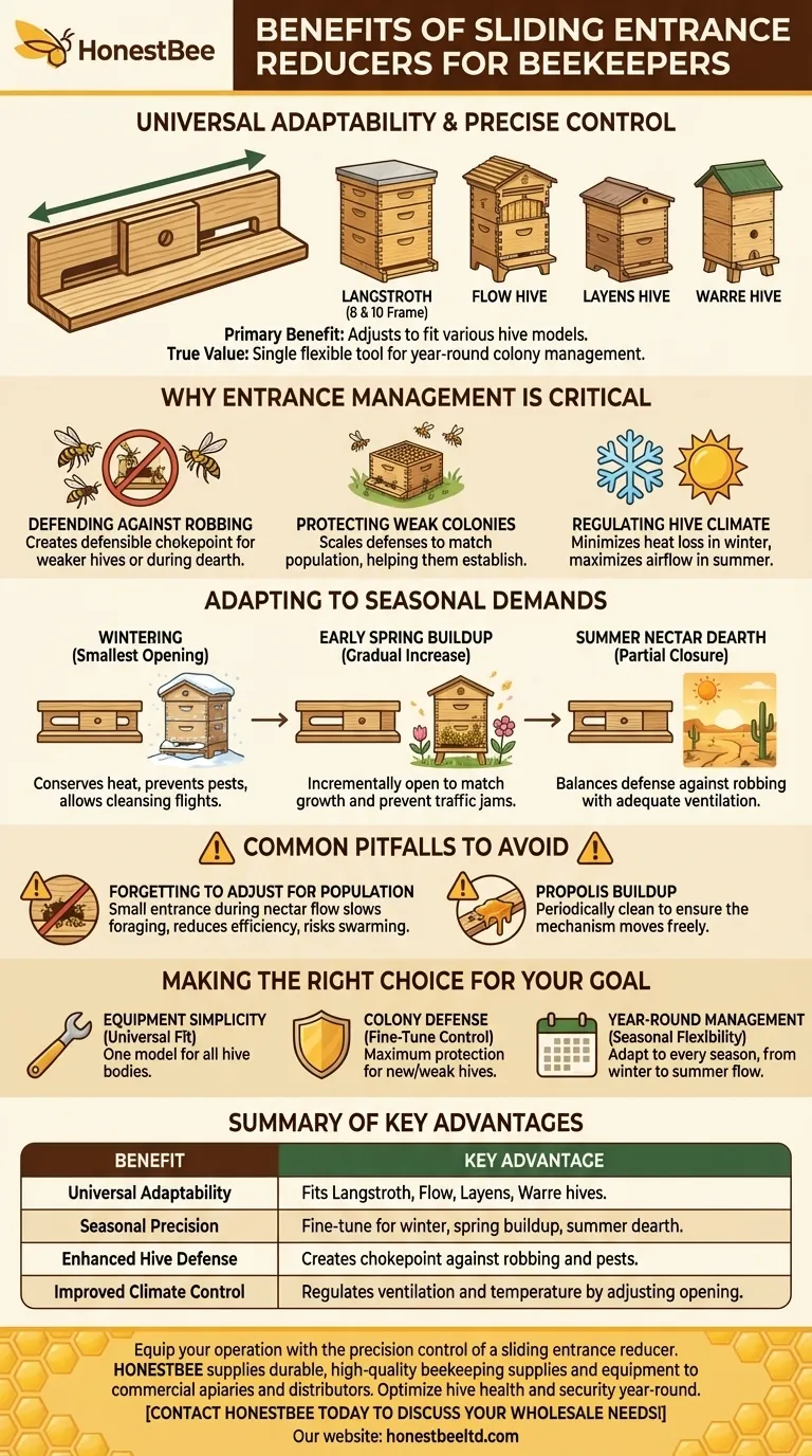 ¿Cómo beneficia a los apicultores el diseño deslizante del reductor de entrada? Logre el control definitivo de la colmena Guía Visual