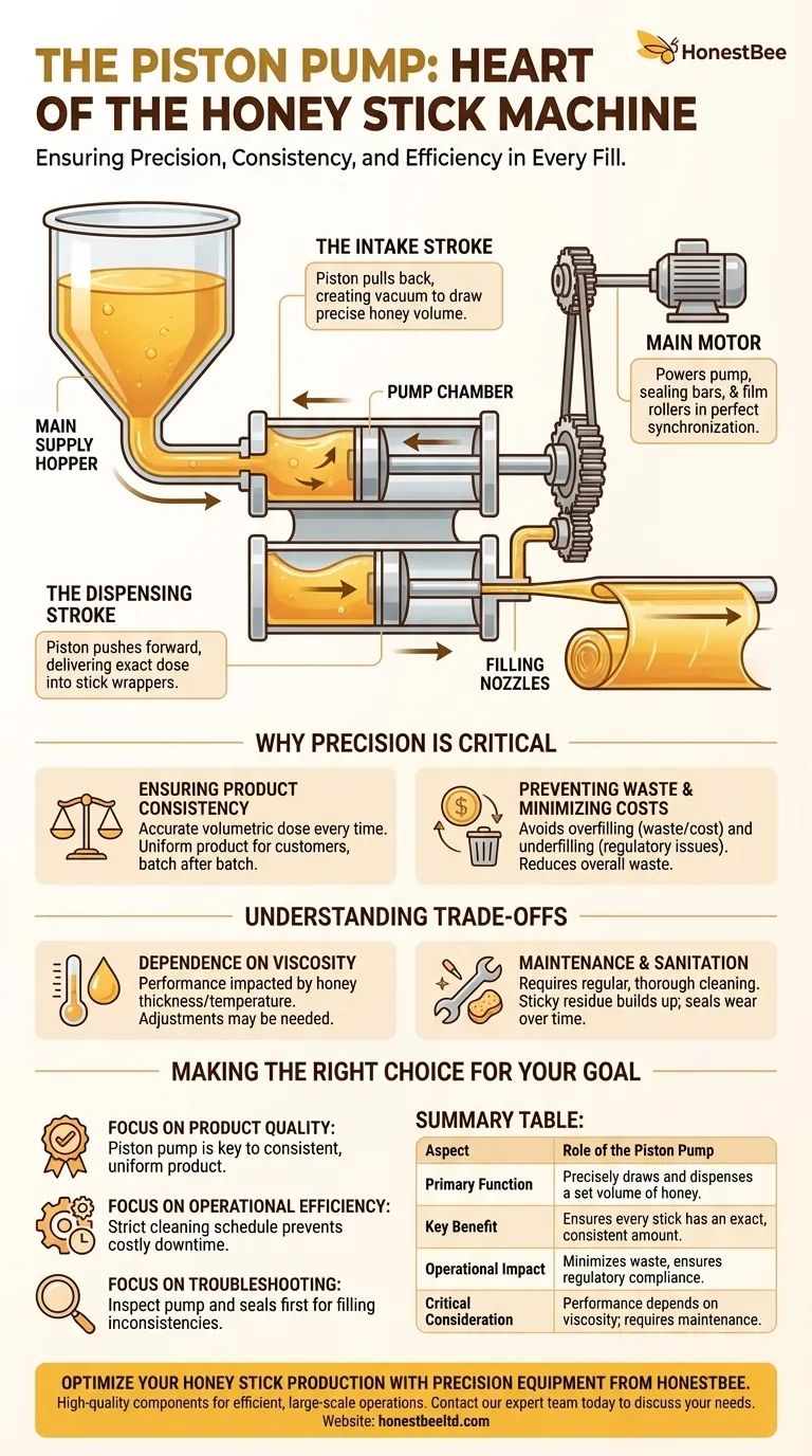 What is the role of the piston pump in a honey stick machine? The Heart of Precise Honey Filling Visual Guide